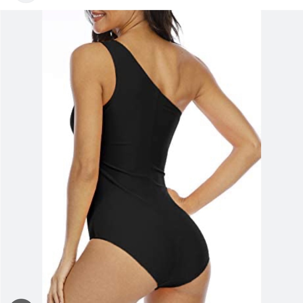 Anne Cole Black One Shoulder Swimsuit Size 10